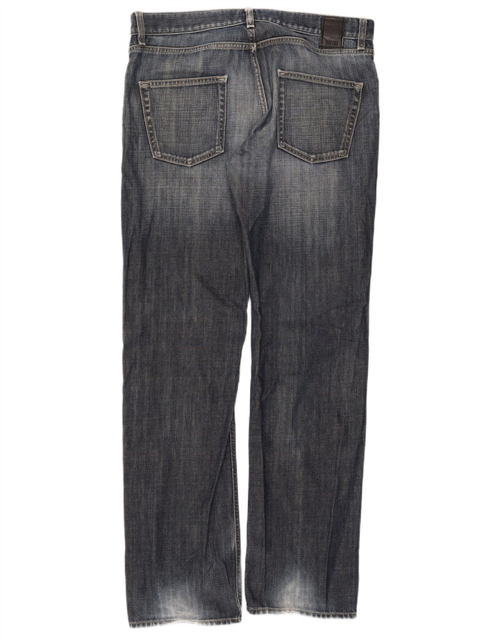 Hugo Boss Mens Straight Jeans W35 L34 Azul Algodão