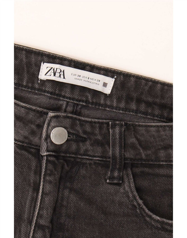 Zara Jeans feminino de cintura alta UE 38 pequeno W28 L27 cinza