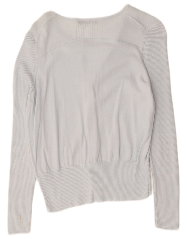 Suéter feminino Marks & Spencer Autograph Cardigan Reino Unido 12 algodão azul médio