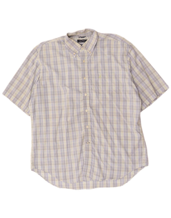 Camisa masculina de manga curta Nautica XL azul xadrez algodão