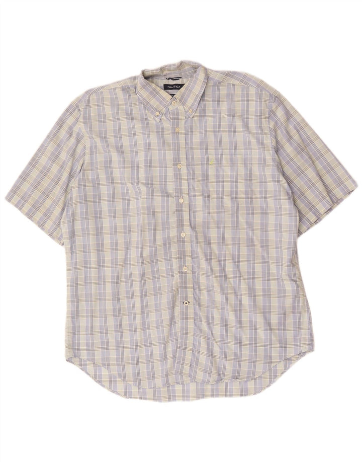 Camisa masculina de manga curta Nautica XL azul xadrez algodão