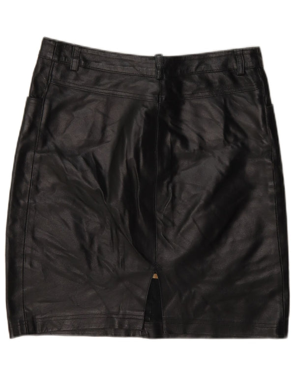 Saia feminina vintage de couro médio W28 preta