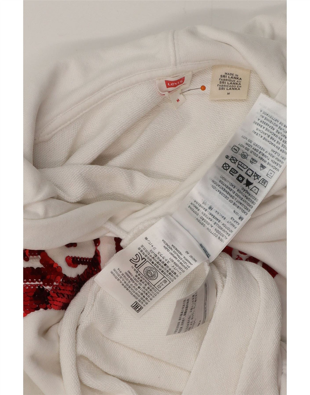 Suéter feminino com capuz oversized LEVI'S Reino Unido 14 algodão branco médio