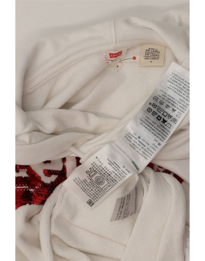 Suéter feminino com capuz oversized LEVI'S Reino Unido 14 algodão branco médio