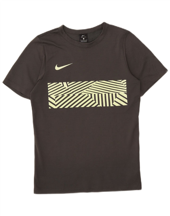 Camiseta masculina NIKE Dri Fit Graphic Top pequeno cinza poliéster