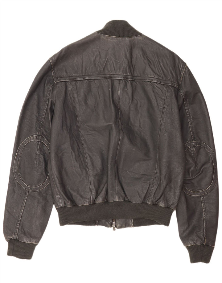 Jaqueta de couro masculina vintage IT 50 grande couro preto