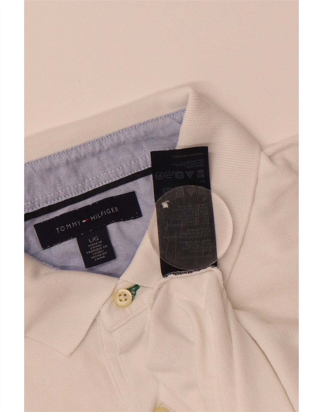 Camisa polo masculina TOMMY HILFIGER grande algodão branco