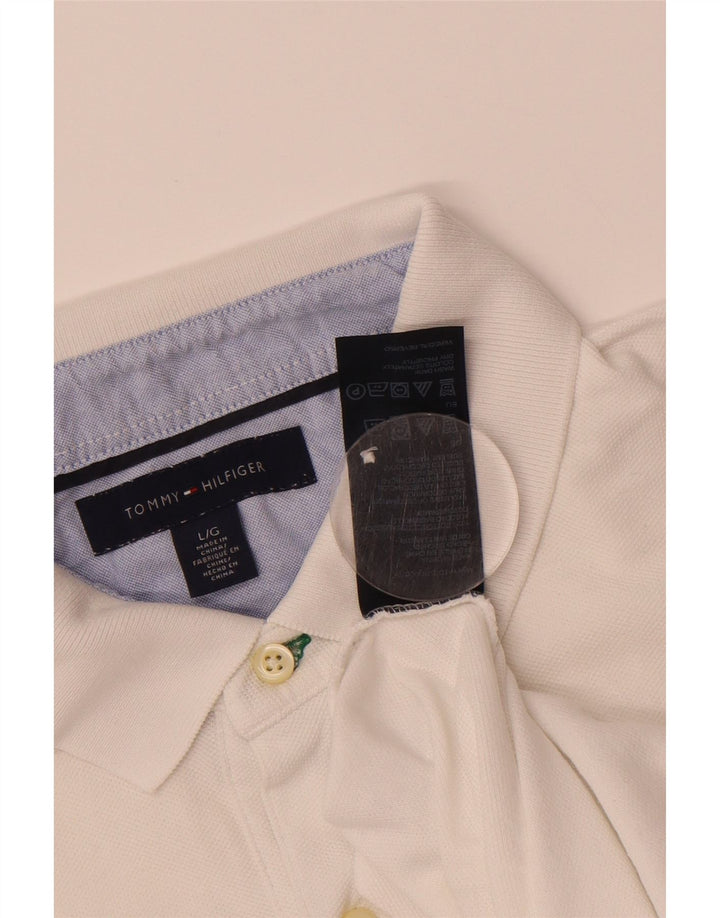 Camisa polo masculina TOMMY HILFIGER grande algodão branco