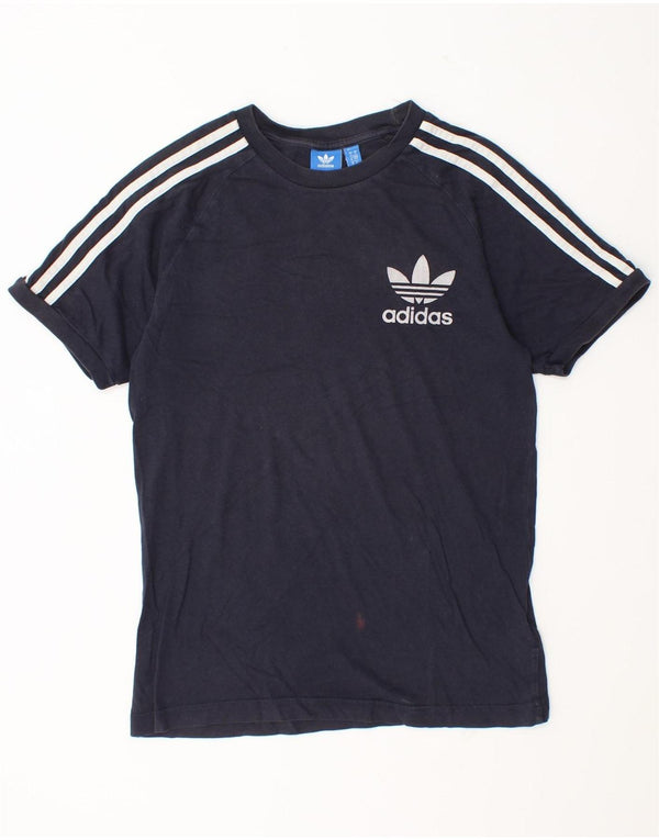 Adidas Mens Camiseta Top Pequeno Algodão Azul Marinho