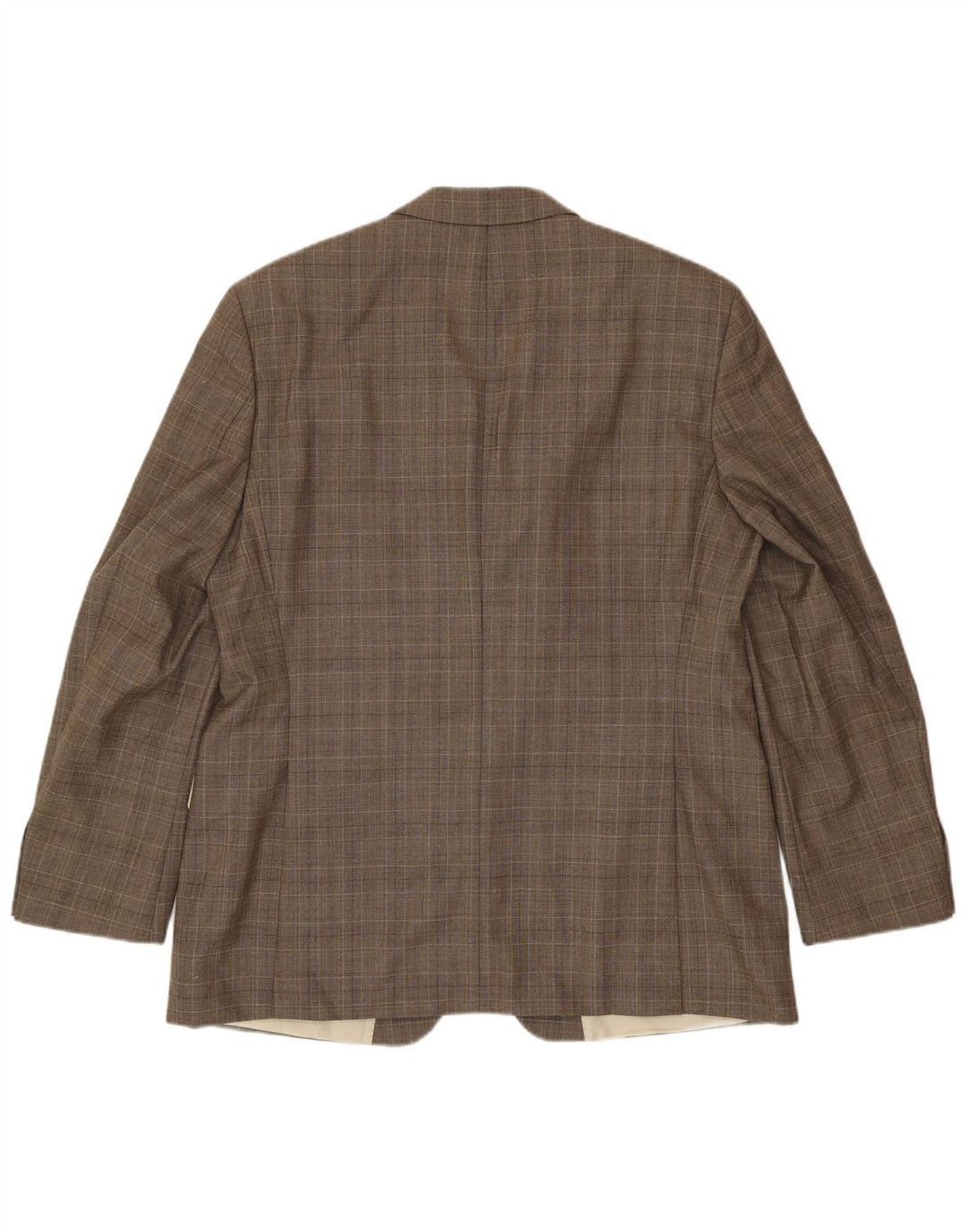 Jaqueta blazer masculina de 3 botões Hugo Boss EU 56 3XL marrom xadrez lã virgem
