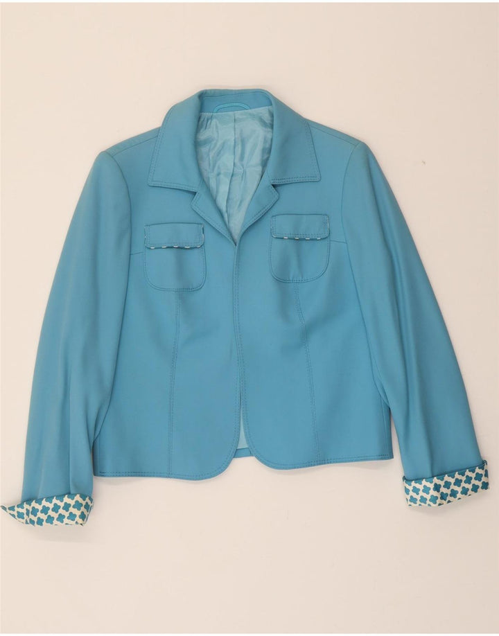 DEL MOD Womens Open Blazer Jacket EU 40 Medium Blue Viscose Vintage Del Mod and Second-Hand Del Mod from Messina Hembry 