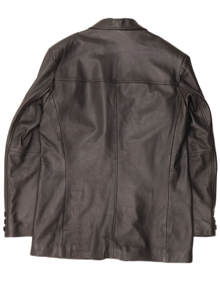 Jaqueta blazer masculina de couro com 3 botões ROUTE 66 Reino Unido 38 couro preto médio