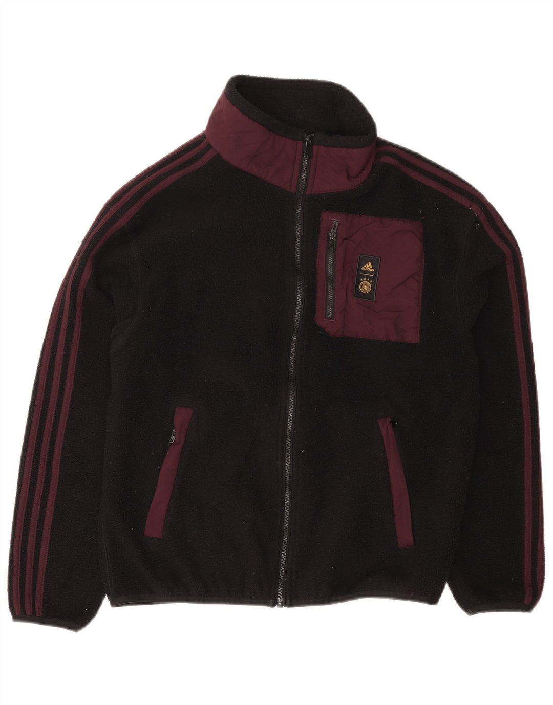 Adidas Mens Fleece Jacket UK 36 Pequeno Preto Colourblock Poliéster