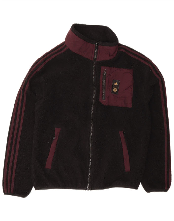 Adidas Mens Fleece Jacket UK 36 Pequeno Preto Colourblock Poliéster