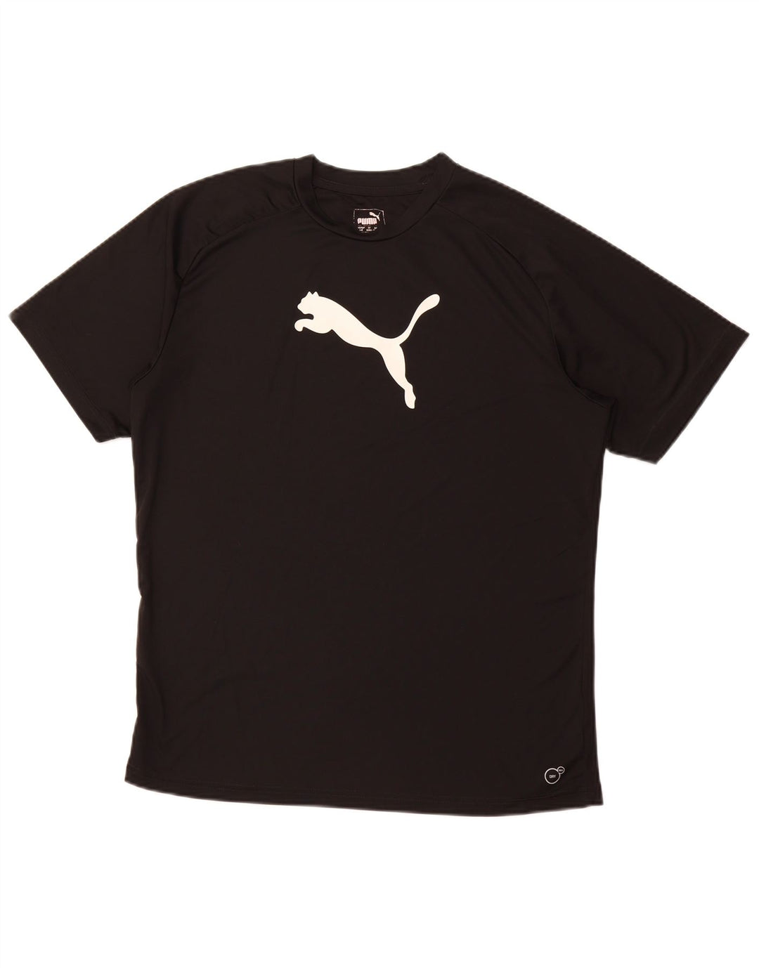 Camiseta masculina PUMA com estampa gráfica grande preta de poliéster esportiva