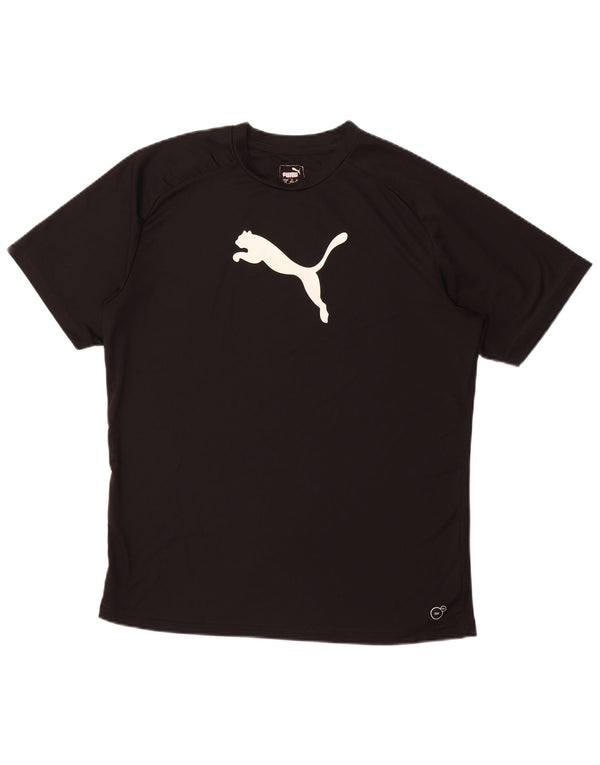 Camiseta masculina PUMA com estampa gráfica grande preta de poliéster esportiva