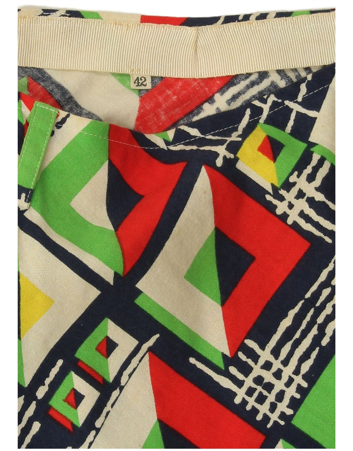 Saia evasê feminina VINTAGE IT 42 médio W24 multicolorido geométrico