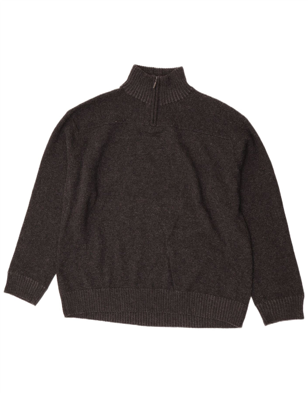 Suéter masculino Marks & Spencer com zíper e gola XL lã de cordeiro cinza
