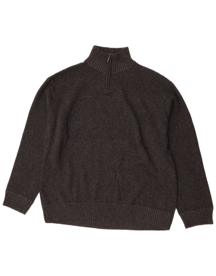 Suéter masculino Marks & Spencer com zíper e gola XL lã de cordeiro cinza
