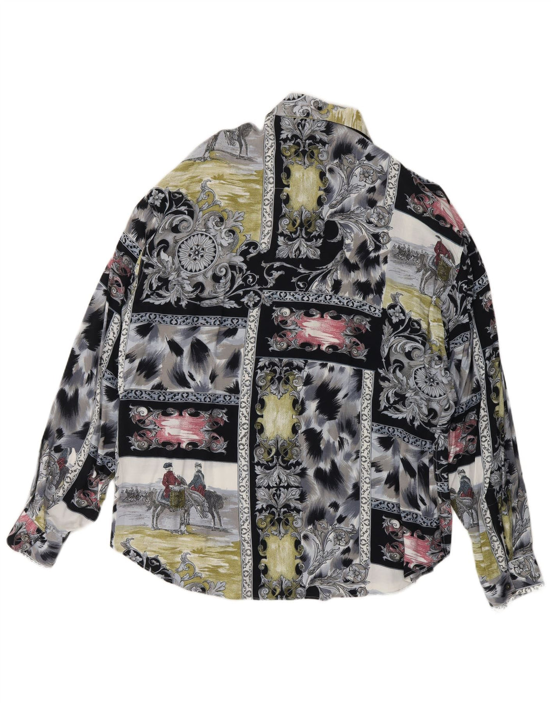Camisa masculina CRIVER com estampa abstrata grande viscose cinza