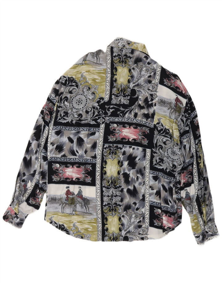 Camisa masculina CRIVER com estampa abstrata grande viscose cinza
