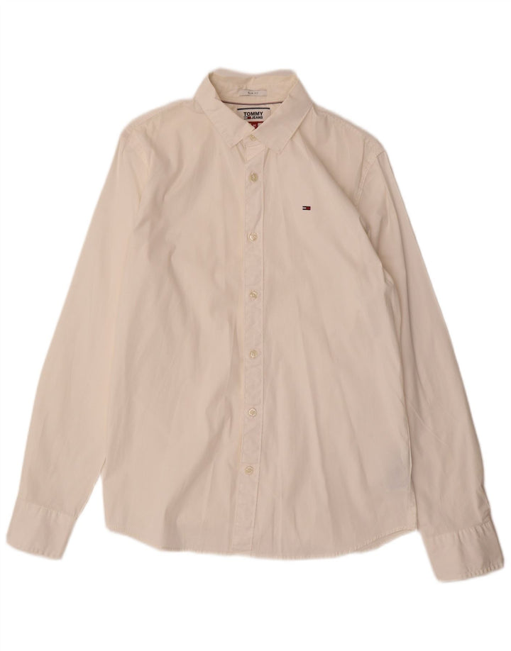 Camisa masculina Tommy Hilfiger Slim Fit médio algodão branco