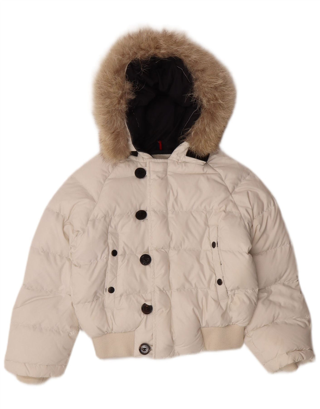 Jaqueta acolchoada com capuz para meninas MONCLER 5-6 anos nylon branco