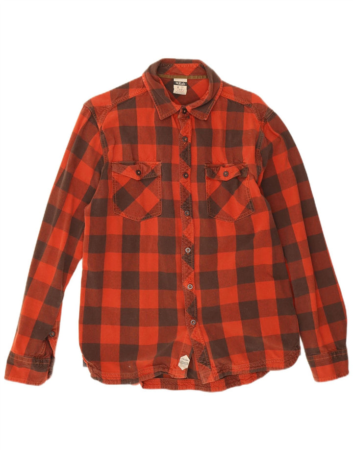 Camisa masculina de flanela Rab, algodão guingão vermelho médio