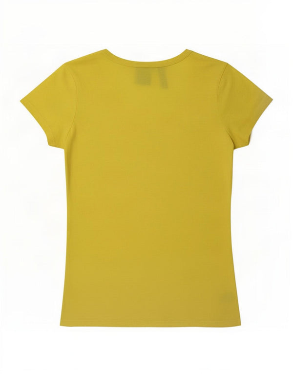 Camiseta feminina regular de manga curta G-Star UK 10 algodão amarelo pequeno