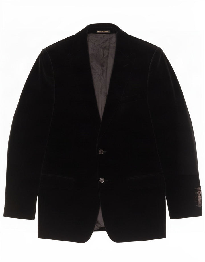 Jaqueta blazer masculina de veludo com 2 botões Zara EU 50 algodão preto médio