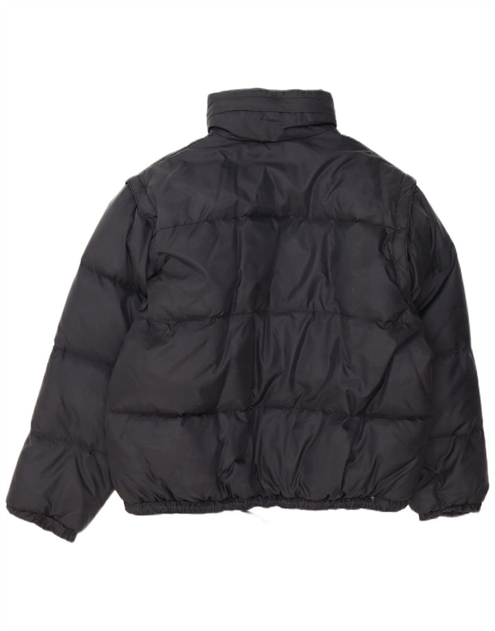 Jaqueta acolchoada com capuz masculina vintage UK 40 grande nylon preto