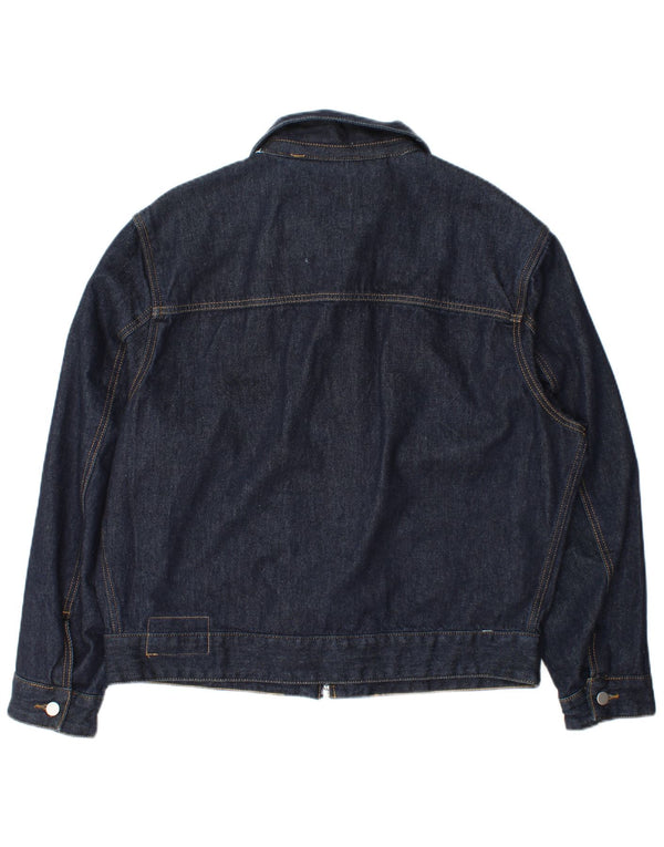 Jaqueta jeans masculina Zara UK 42 XL azul marinho poliéster