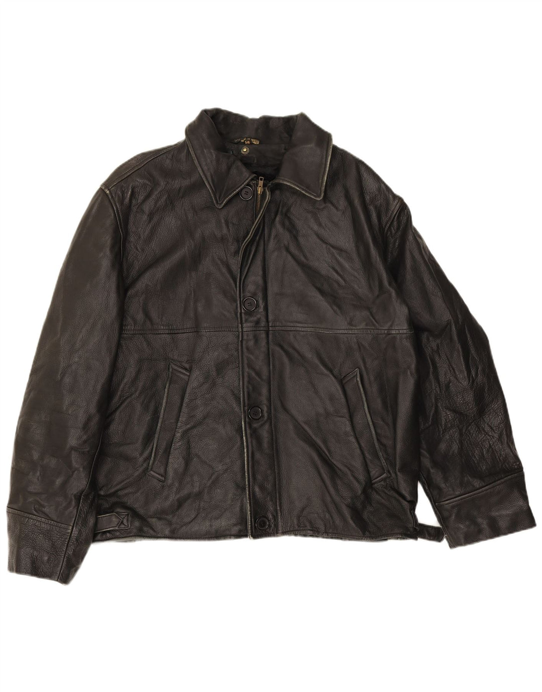 Jaqueta de couro masculina vintage IT 56 3XL couro preto