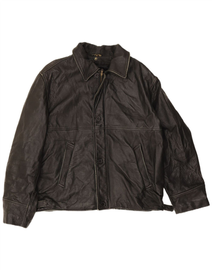 Jaqueta de couro masculina vintage IT 56 3XL couro preto