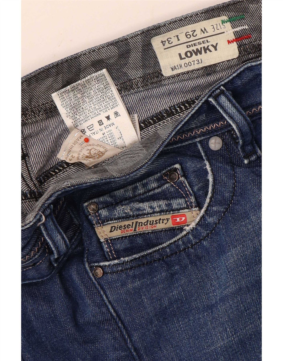 Jeans feminino Diesel Lowky Distressed Slim W29 L30 Azul Algodão