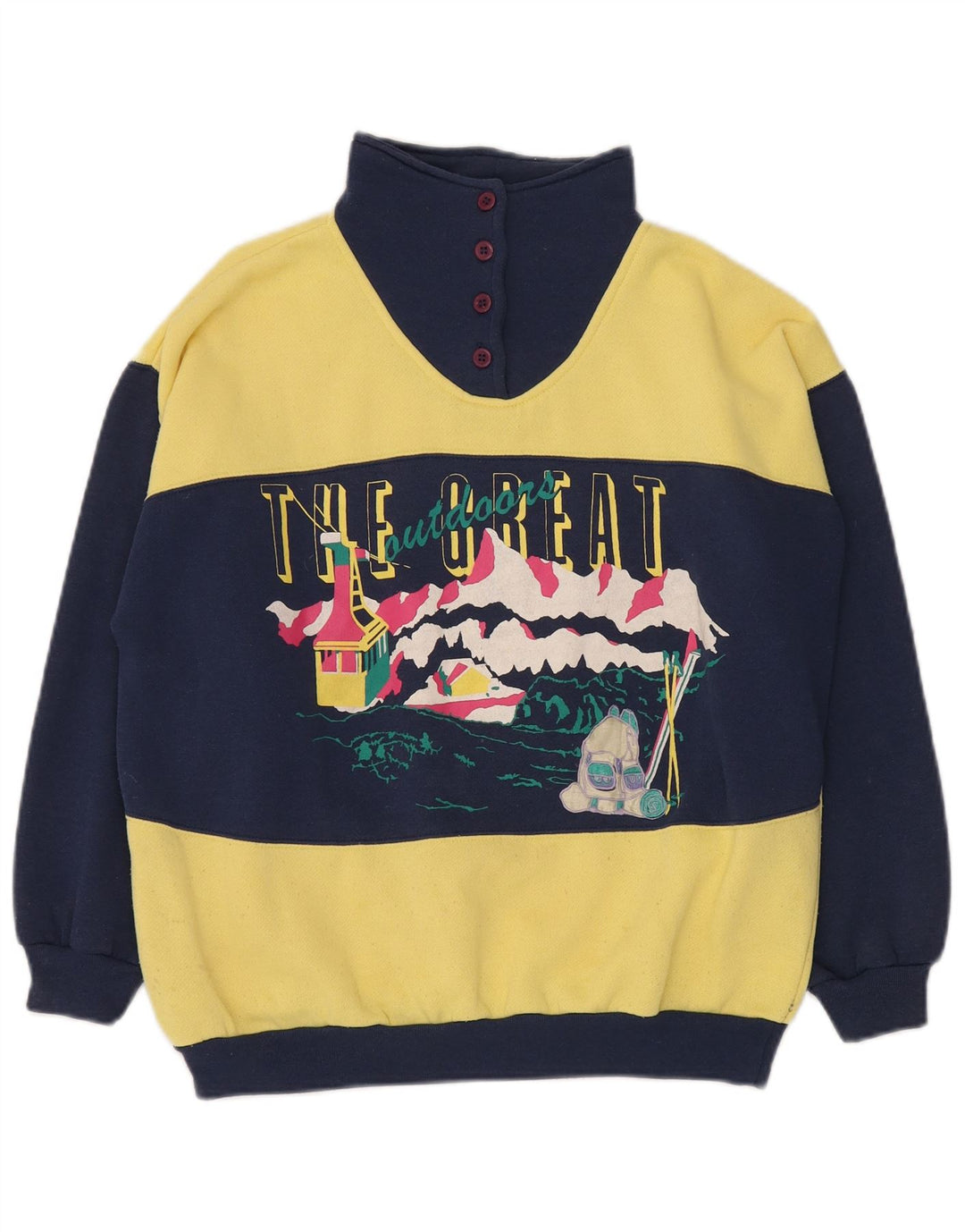 Suéter masculino DASH com gola e botão gráfico em bloco colorido amarelo médio