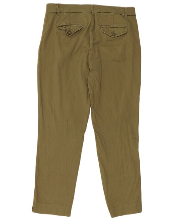 Calça Chino Feminina Benetton Crop Slim UK 10 Pequeno W28 L25 Algodão Cáqui