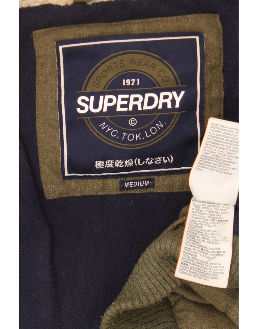 Jaqueta feminina Superdry com capuz e acolchoada UK 14 médio cáqui inverno
