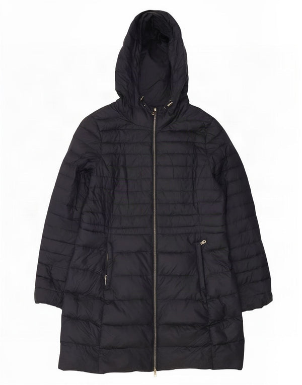 Casaco acolchoado com capuz feminino Marks & Spencer UK 14 grande azul marinho poliamida