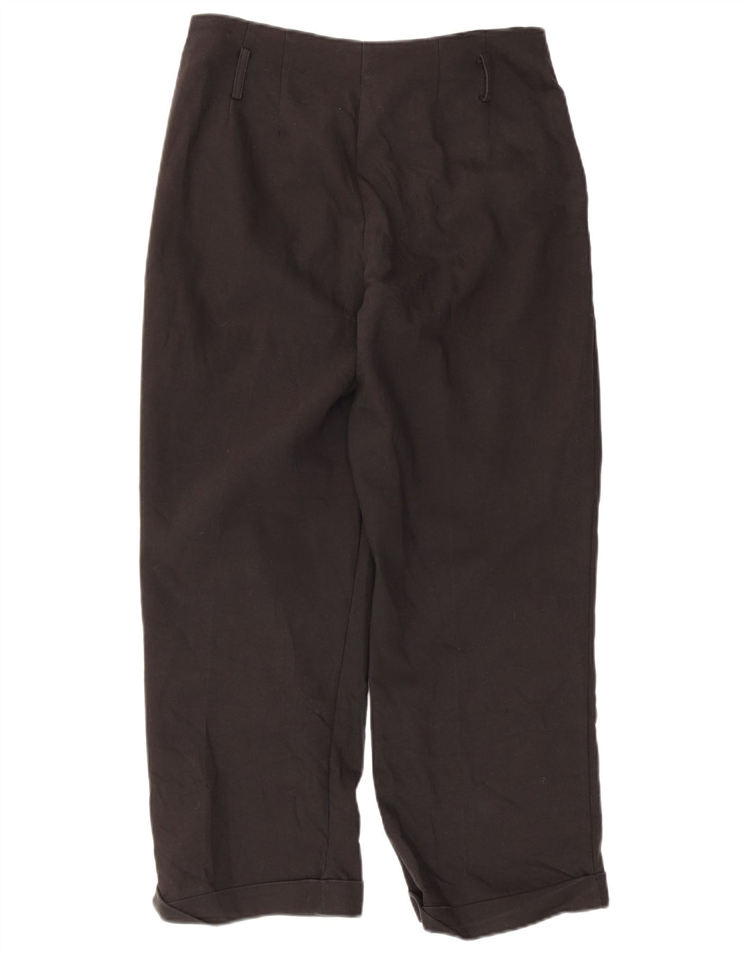 Zara Calça feminina reta cortada média W28 L25 algodão preto