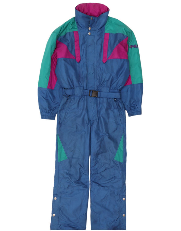 Macacão de esqui masculino Fila com capuz IT 48 poliéster colorblock azul médio