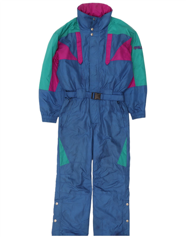 Macacão de esqui masculino Fila com capuz IT 48 poliéster colorblock azul médio