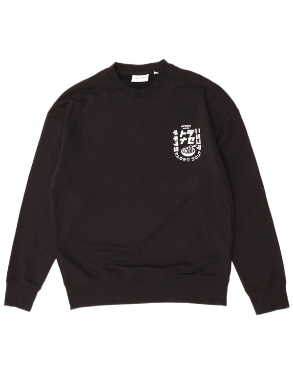 Jack & Jones moletom gráfico masculino jumper médio algodão preto