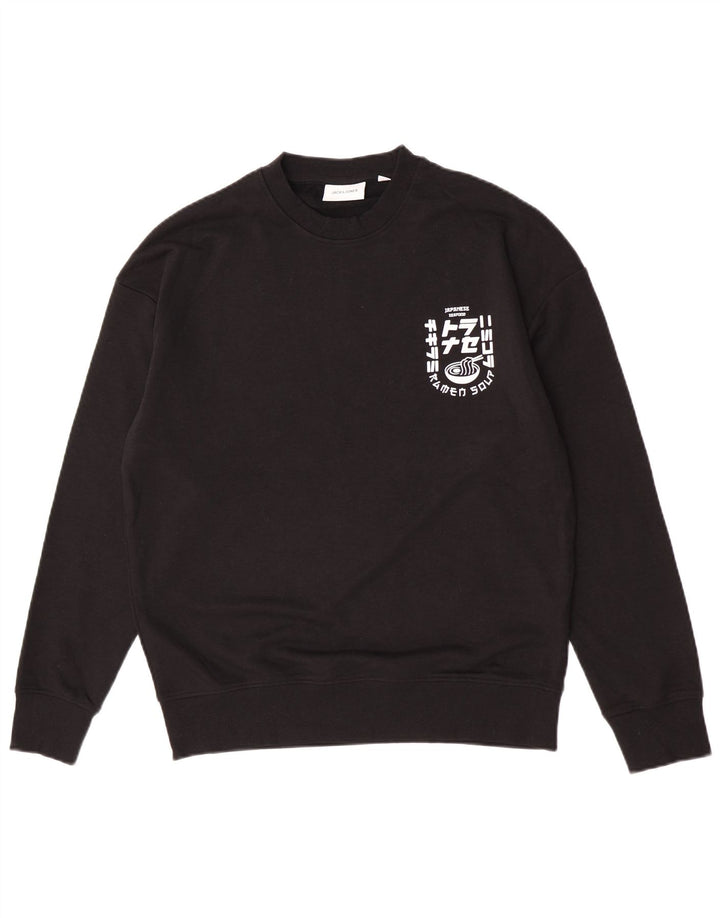 Jack & Jones moletom gráfico masculino jumper médio algodão preto