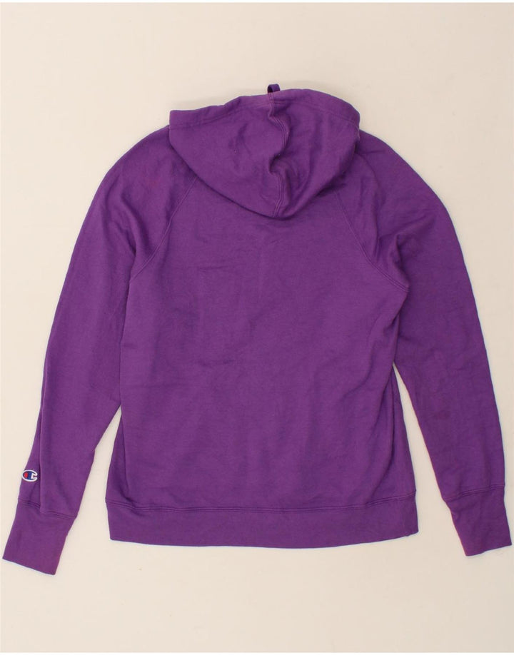 CHAMPION Womens Graphic Hoodie Jumper UK 14 Medium Purple Vintage Champion and Second-Hand Champion from Messina Hembry 