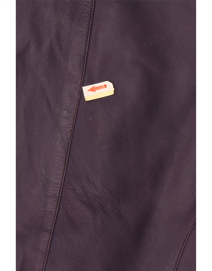 Jaqueta de couro vintage feminina UK 10 pequena roxa