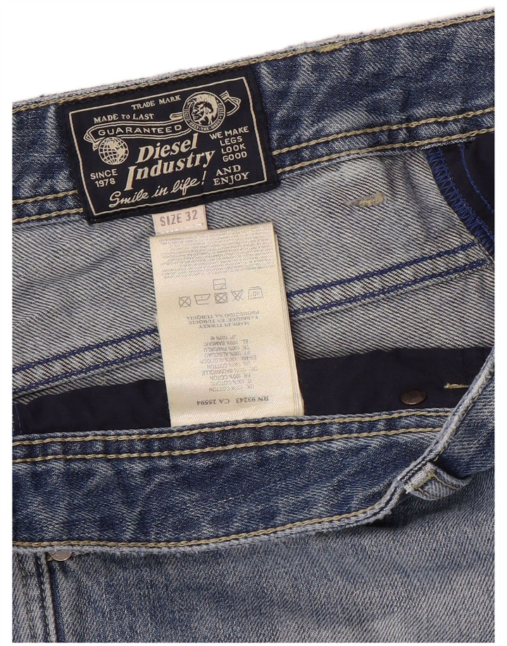 Shorts jeans masculino diesel desgastado W32 algodão azul médio