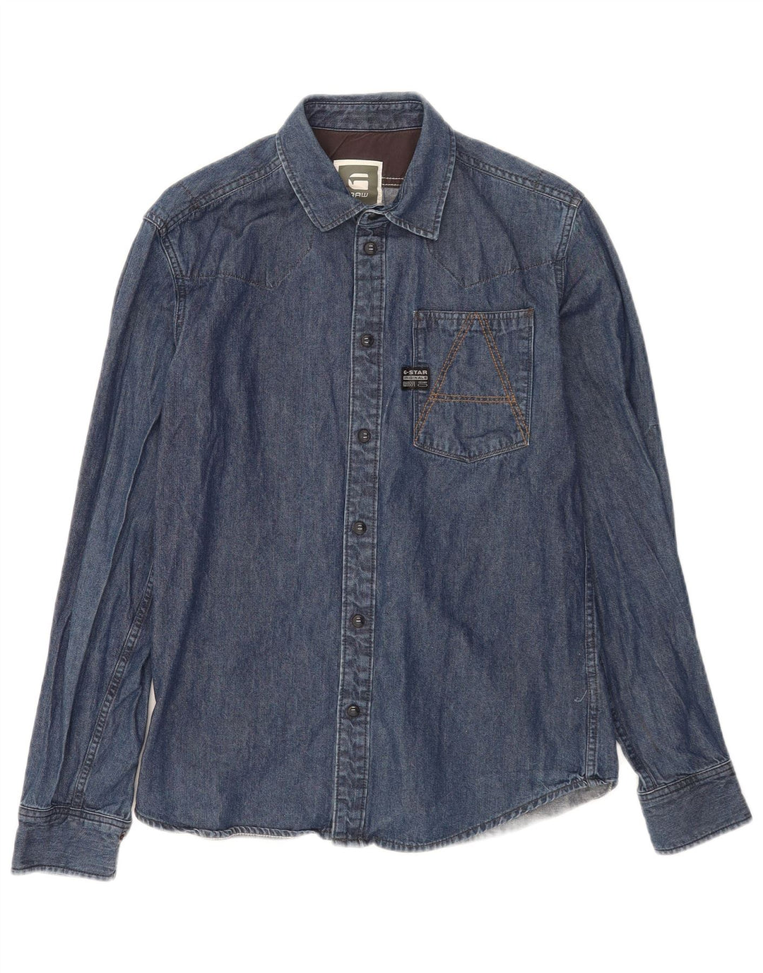 Camisa jeans masculina G-Star de algodão azul médio