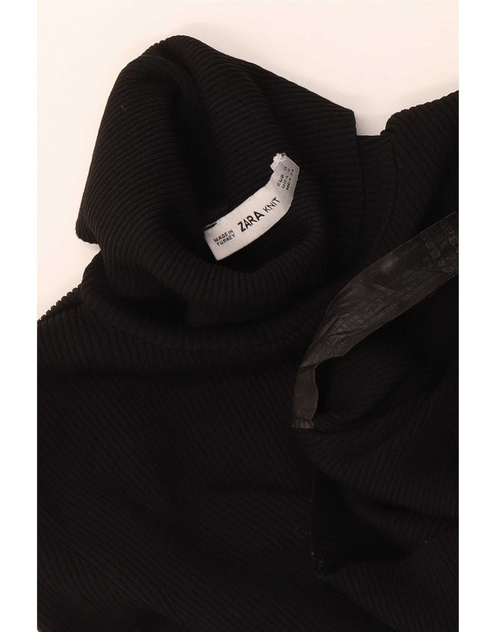 Zara Suéter feminino com gola redonda e gola redonda, Reino Unido 8, pequeno, preto, poliamida