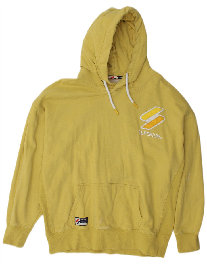 Superdry moletom com capuz masculino gráfico médio algodão amarelo